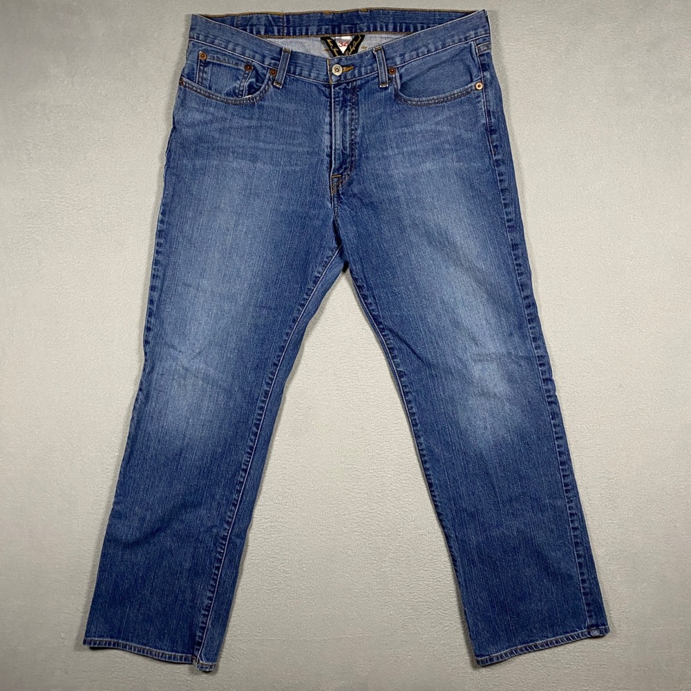 Lucky Brand Vintage Straight Jeans Mens 34x30 Blue Chardon Wash Stretch Denim